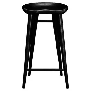 Taburet American White Oak Timber Saddle Counter Stool, Black by Life Interiors, a Bar Stools for sale on Style Sourcebook