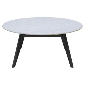 Oia Marble & Timber Round Coffee Table, 90cm, White / Black by Life Interiors, a Coffee Table for sale on Style Sourcebook