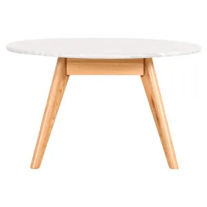 Oia Marble & Timber Round Coffee Table, 70cm, White / Oak by Life Interiors, a Coffee Table for sale on Style Sourcebook