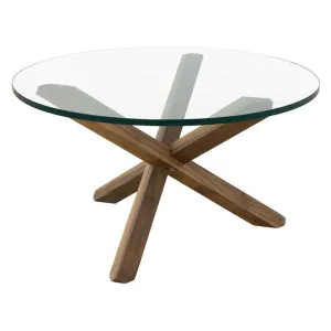 Twix Glass & Timber Round Coffee Table, 75cm, Walnut by Life Interiors, a Coffee Table for sale on Style Sourcebook