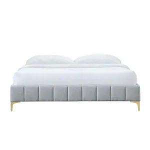 Georgia Fabric Platform Bed Base, King, Light Grey by Life Interiors, a Beds & Bed Frames for sale on Style Sourcebook