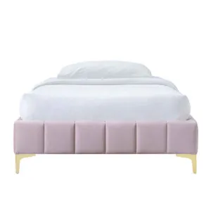Georgia Velvet Fabric Platform Bed Base, King Single, Blush by Life Interiors, a Beds & Bed Frames for sale on Style Sourcebook