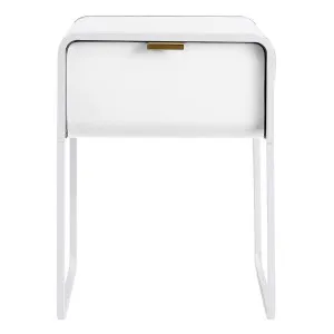 Leroy Ashwood Timber & Steel Bedside Table, White by Life Interiors, a Bedside Tables for sale on Style Sourcebook
