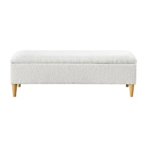 Charlotte Boucle Fabric Storage Ottoman Bench, White by Life Interiors, a Ottomans for sale on Style Sourcebook