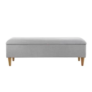 Charlotte Fabric Storage Ottoman Bench, Light Grey by Life Interiors, a Ottomans for sale on Style Sourcebook