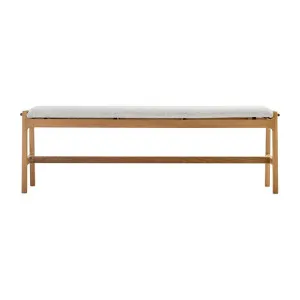 Aura Fabric & Oak Timber Dining Bench, 140cm, Light Grey / Oak by Life Interiors, a Dining Tables for sale on Style Sourcebook