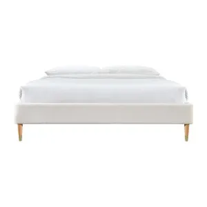 Mabel Fabric Platform Bed Base, Queen, Cream by Life Interiors, a Beds & Bed Frames for sale on Style Sourcebook