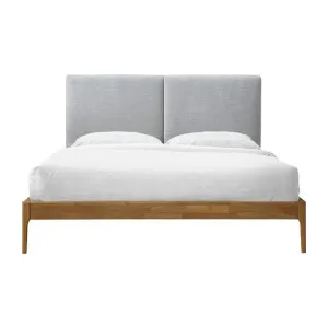 Austen Fabric & Timber Platform Bed, Queen, Light Grey / Oak by Life Interiors, a Beds & Bed Frames for sale on Style Sourcebook