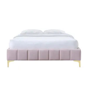 Georgia Velvet Fabric Platform Bed Base, Double, Blush by Life Interiors, a Beds & Bed Frames for sale on Style Sourcebook
