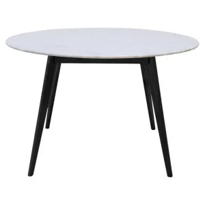 Oia Marble & Timber Round Dining Table, 120cm, White / Black by Life Interiors, a Dining Tables for sale on Style Sourcebook