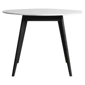Oia Marble & Timber Round Dining Table, 100cm, White / Black by Life Interiors, a Dining Tables for sale on Style Sourcebook