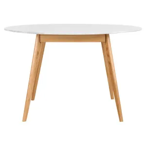 Oia Marble & Timber Round Dining Table, 120cm, White / Oak by Life Interiors, a Dining Tables for sale on Style Sourcebook
