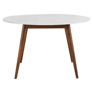 Oia Marble & Timber Round Dining Table, 120cm, White / Walnut by Life Interiors, a Dining Tables for sale on Style Sourcebook