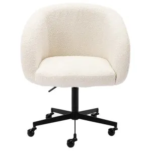 Avalon Boucle Fabric Office Chair, White / Black by Life Interiors, a Chairs for sale on Style Sourcebook