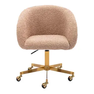 Avalon Teddy Fabric Office Chair, Nude / Gold by Life Interiors, a Chairs for sale on Style Sourcebook