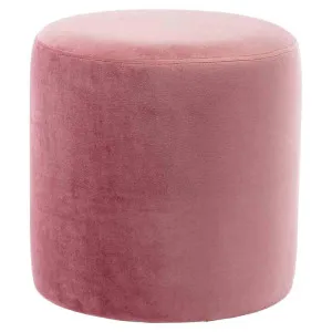 Juliette Velvet Fabric Round Ottoman Stool, Blush by Life Interiors, a Ottomans for sale on Style Sourcebook