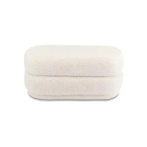 Astrid Teddy Fabric Oval Ottoman, Cream by Life Interiors, a Ottomans for sale on Style Sourcebook