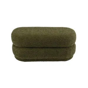 Astrid Teddy Fabric Oval Ottoman, Olive by Life Interiors, a Ottomans for sale on Style Sourcebook
