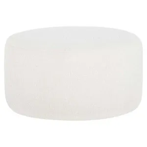 Memphis Boucle Fabric Round Ottoman, White by Life Interiors, a Ottomans for sale on Style Sourcebook