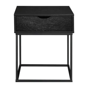 Riley Wood & Metal Bedside Table, Black by Life Interiors, a Bedside Tables for sale on Style Sourcebook
