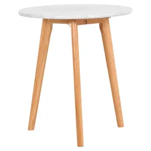 Oia Marble & Timber Round Side Table, White / Oak by Life Interiors, a Side Table for sale on Style Sourcebook