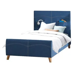 Phlox Kids Child Single Bed Fabric Upholstered Children Kid Timber Frame - Denim by Kid Topia, a Kids Beds & Bunks for sale on Style Sourcebook