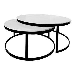 Maddison 2 Piece Marble & Iron Round Nested Coffee Table Set, 100/87cm by Tantra, a Coffee Table for sale on Style Sourcebook