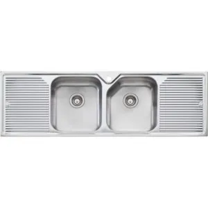 Nu-Petite Double Bowl Topmount Sink With Double Drainer 1Th | Made From Stainless Steel By Oliveri by Oliveri, a Kitchen Sinks for sale on Style Sourcebook