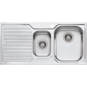 Diaz 1 & 1/2 Bowl Topmount Sink With Drainer Right Bowl 1Th | Made From Stainless Steel By Oliveri by Oliveri, a Kitchen Sinks for sale on Style Sourcebook