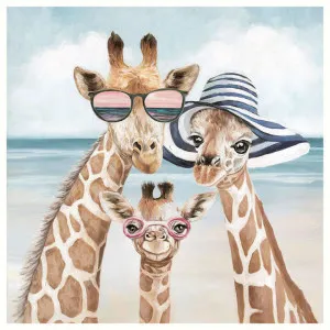 "Beach Photo of Giraffe Family" Stretched Canvas Wall Art Print, 80cm by PNC Imports, a Artwork & Wall Decor for sale on Style Sourcebook