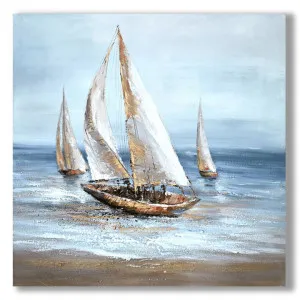 "Impressionist Sailboats Trio" Stretched Canvas Wall Art Painting, 80cm by PNC Imports, a Artwork & Wall Decor for sale on Style Sourcebook