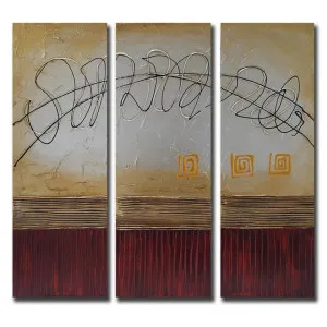 "No Title No.571" 3 Piece Stretched Abstract Canvas Wall Art Paint Set, 90cm by PNC Imports, a Artwork & Wall Decor for sale on Style Sourcebook