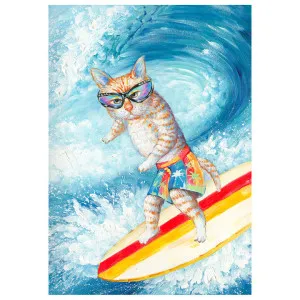 "Surfing Cat" Stretched Canvas Wall Art Print, 100cm by PNC Imports, a Artwork & Wall Decor for sale on Style Sourcebook