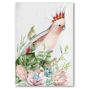 "Major Mitchell's Cockatoo with Native Plants" Stretched Canvas Wall Art Painting, 70cm by PNC Imports, a Artwork & Wall Decor for sale on Style Sourcebook