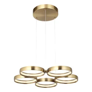 Olympus Aluminium Dimmable LED Ring Pendant Light, 5 Light, CCT, Gold by Cougar Lighting, a Pendant Lighting for sale on Style Sourcebook