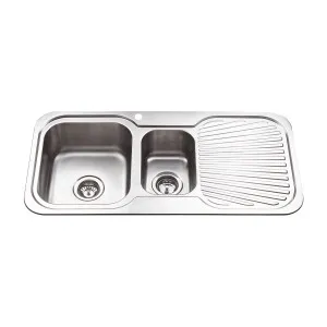 Arial 11/2 Left Sink 1th 980x480 Stainless Steel by BAD UND KUCHE, a Kitchen Sinks for sale on Style Sourcebook