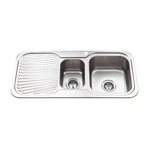 Arial 11/2 Right Sink 1th 980x480 Stainless Steel by BAD UND KUCHE, a Kitchen Sinks for sale on Style Sourcebook