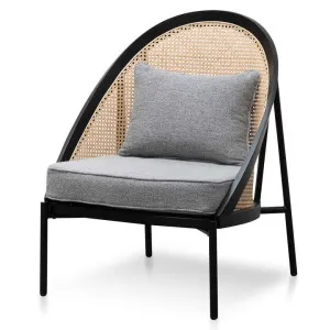 Ex Display - Elba Rattan Back Lounge Chair - Grey Seat and Black Frame by Interior Secrets - AfterPay Available by Interior Secrets, a Chairs for sale on Style Sourcebook