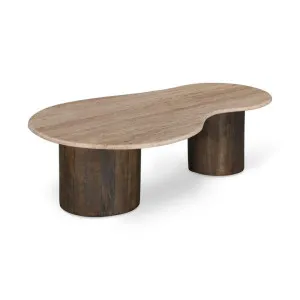 Moreno 1.2m Travertine Top Coffee Table - Walnut by Interior Secrets - AfterPay Available by Interior Secrets, a Coffee Table for sale on Style Sourcebook