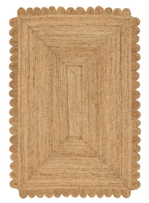 Ejiya Natural Brown Scalloped Jute Rug by Miss Amara, a Contemporary Rugs for sale on Style Sourcebook