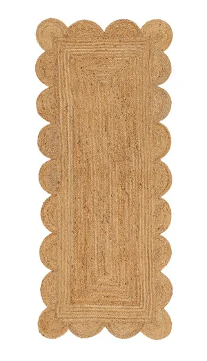 Ejiya Natural Brown Scalloped Jute Runner Rug by Miss Amara, a Contemporary Rugs for sale on Style Sourcebook