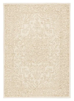 Waleska Ivory Taupe Medallion Tufted Wool Rug by Miss Amara, a Persian Rugs for sale on Style Sourcebook