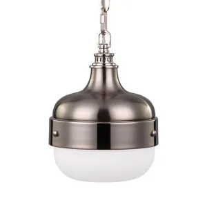 Cadence Metal & Glass Pendant Light, Small, Polished Nickel by Elstead Lighting, a Pendant Lighting for sale on Style Sourcebook