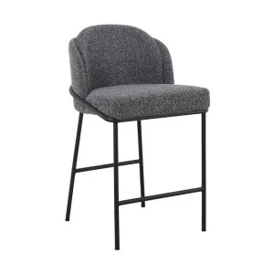 Set of 2 - Abiram 65cm Bar Stool - Anthracite Grey Boucle by Interior Secrets - AfterPay Available by Interior Secrets, a Bar Stools for sale on Style Sourcebook