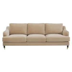 Aerin 3 Seater Sofa - Taupe Velvet 2.26m by CAFE Lighting & Living, a Sofas for sale on Style Sourcebook