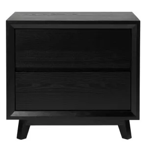 Morgan Oak Bedside Table Black - 2 Drawer by James Lane, a Bedside Tables for sale on Style Sourcebook