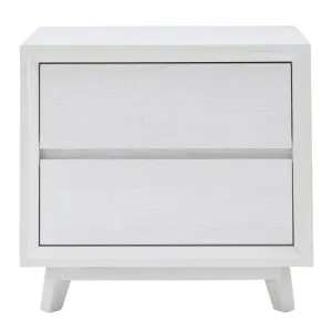 Morgan Oak Bedside Table White - 2 Drawer by James Lane, a Bedside Tables for sale on Style Sourcebook