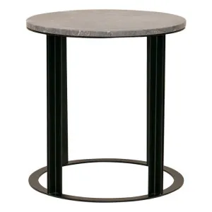 Bowie Marble & Metal Round Side Table, Grey / Black by Cozy Lighting & Living, a Side Table for sale on Style Sourcebook