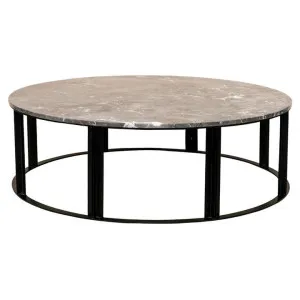 Bowie Marble & Metal Round Coffee Table, 90cm, Grey / Black by Cozy Lighting & Living, a Coffee Table for sale on Style Sourcebook