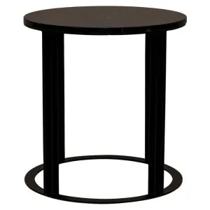 Bowie Marble & Metal Round Side Table, Black by Cozy Lighting & Living, a Side Table for sale on Style Sourcebook